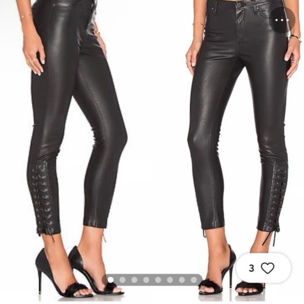 Blank NYC Black Faux Leather Lace-Up Pants Size 28